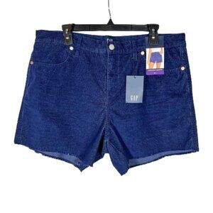 Gap Womens Corduroy High Waist Shorts Size 16 Blue‎ Mid Length Raw Hem NWT